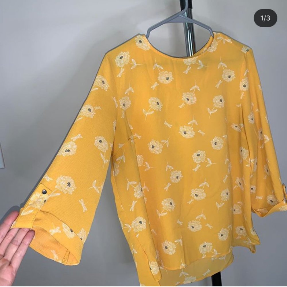 Primark yellow flower long sleeve shirt